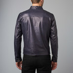 Ted Lamb Leather Biker Jacket // Blue (Euro: 52)