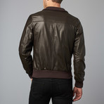 107 Leather Bomber Jacket // Dark Brown (Euro: 44)