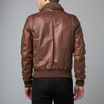 Aviator Lamb Leather Bomber Jacket // Brown (Euro: 50)