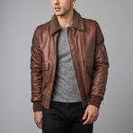 Aviator Lamb Leather Bomber Jacket // Brown (Euro: 50)