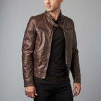 Max Lam Leather Biker Jacket // Dark Brown (Euro: 52)