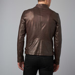 Daniel Leather Biker Jacket // Dark Brown (Euro: 52)