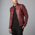 Hamilton Lamb Leather Biker Jacket // Red + Purple (Euro: 54)