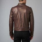 Max Lam Leather Biker Jacket // Dark Brown (Euro: 52)