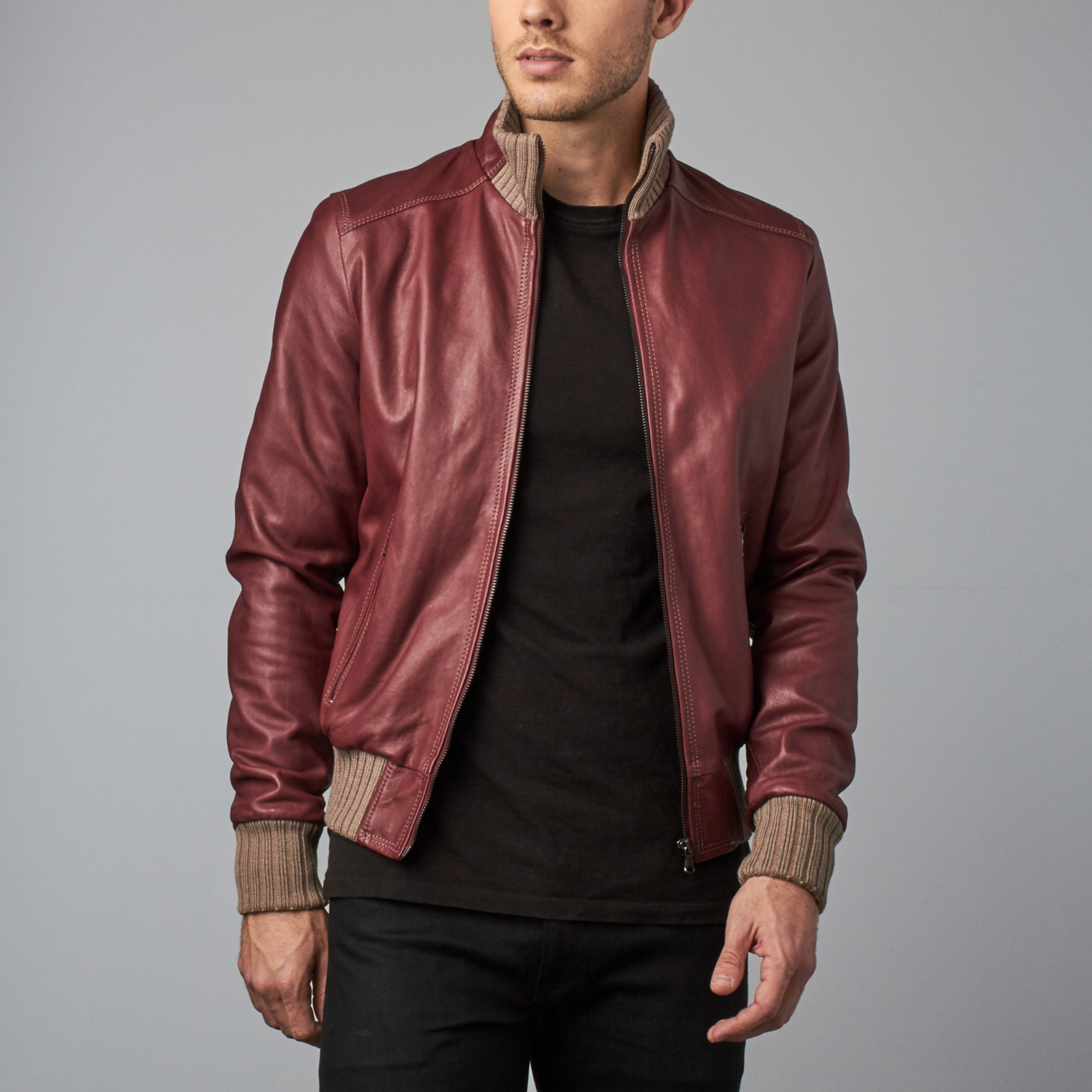 107 Leather Bomber Jacket // Red Purple (Euro: 54) - Apparel Clearance - Touch of Modern