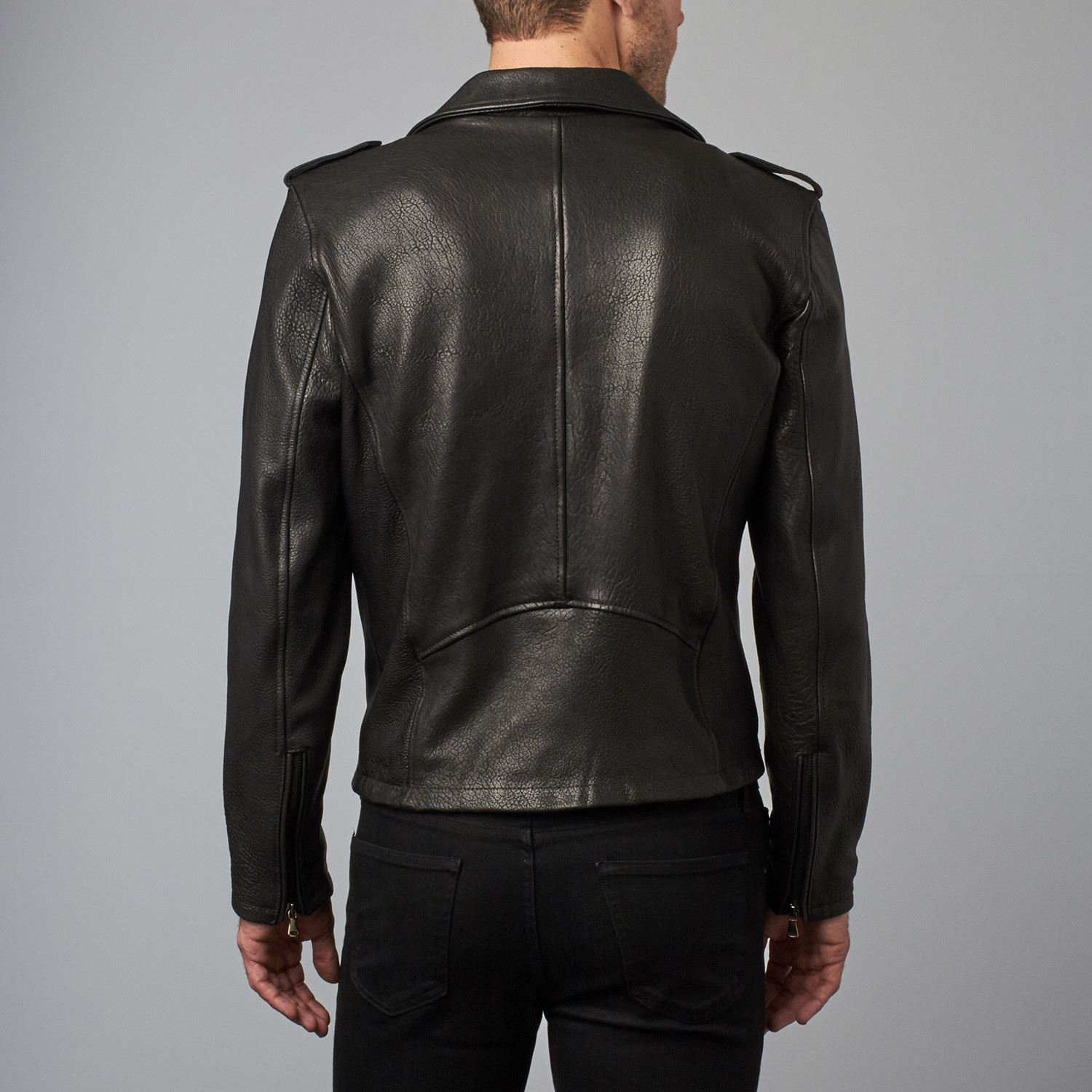 Cloud Wizened Lamb Leather Biker Jacket // Black (Euro: 52) - AD Milano ...