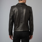 Cloud Wizened Lamb Leather Biker Jacket // Black (Euro: 56)