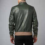107 Leather Bomber Jacket // Green (Euro: 56)