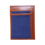Canvas + Leather Money Clip // RFID Wallet (Navy Blue)