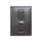 Canvas + Leather Money Clip // RFID Wallet (Navy Blue)