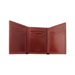 Canvas + Leather Tri-Fold RFID Wallet (Navy Blue)