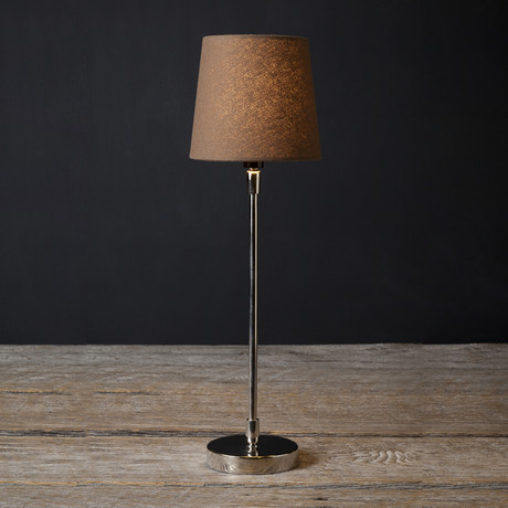 Modern Round Table Lamp // Brown + White // Set of 2