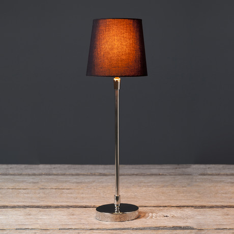 Modern Round Table Lamp // Black + Orange // Set of 2