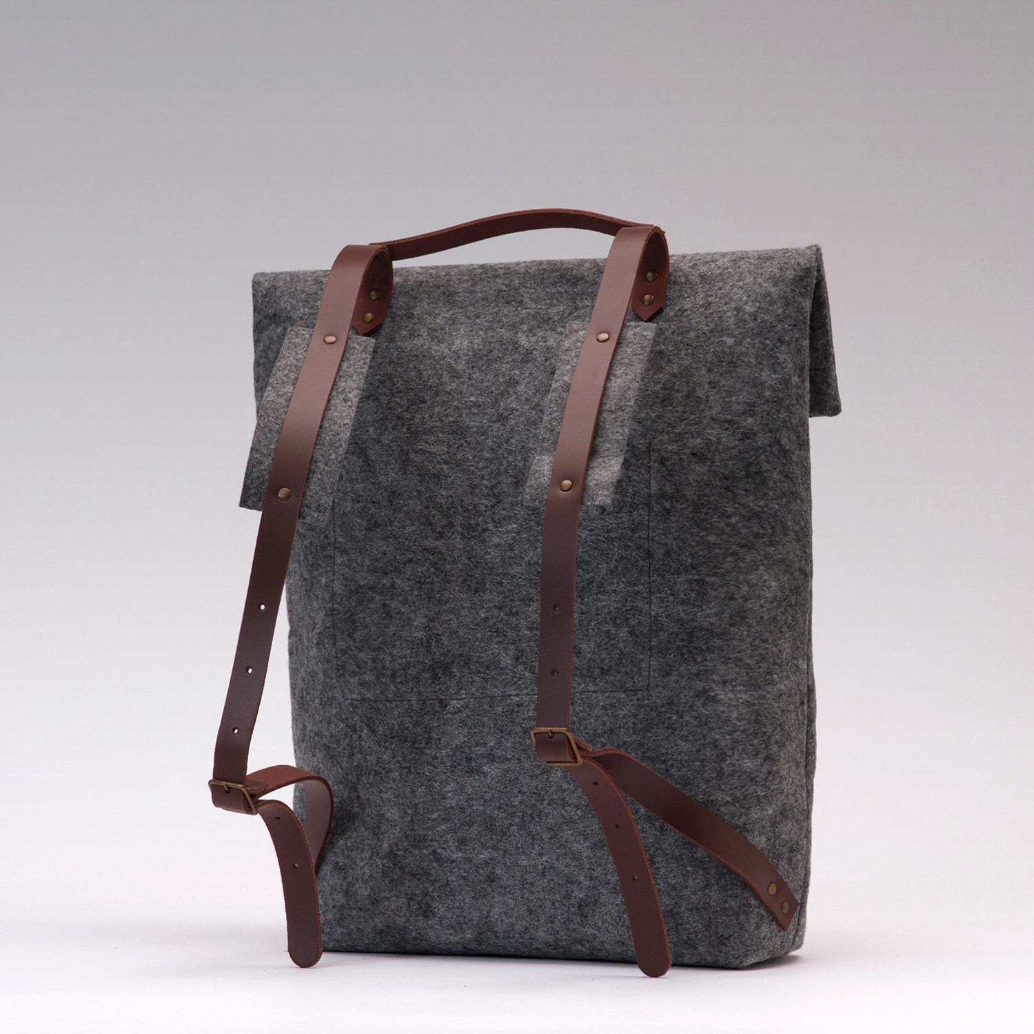 grey felt backpack