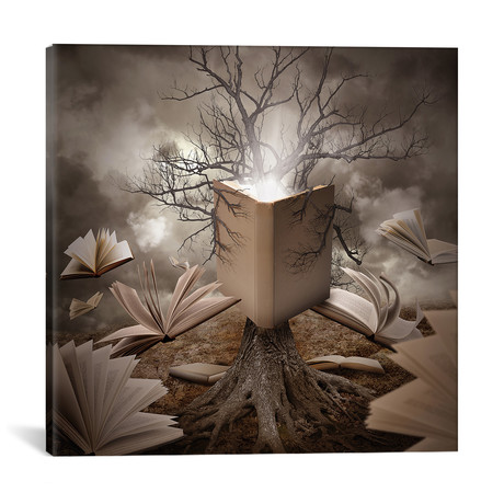 Old Tree Reading A Story Book (18"W x 18"H x 0.75"D)