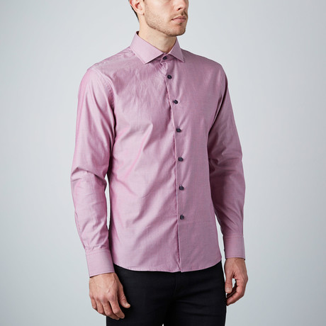 Pinstripe Dress Shirt // Pink + Grey (US: 14R)