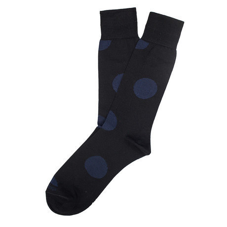 Big Dot Ball Point Sock // Black + Blue // Pack of 2