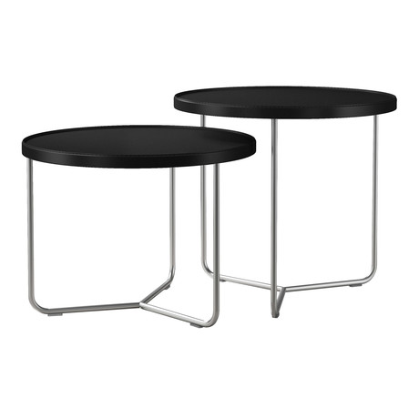 Adelphi Nesting Side Tables // Black Reclaimed Leather
