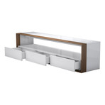 Beckenham 79in. Media Console // Glossy White + Walnut