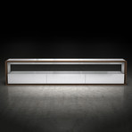 Beckenham 79in. Media Console // Glossy White + Walnut