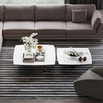 Belvedere Nested Coffee Tables // White Glass + Natural