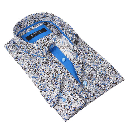 Roker Dress Shirt // White + Light Blue Paisley (S)