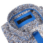 Roker Dress Shirt // White + Light Blue Paisley (XL)