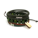 Square Bead Bracelet Set // Olive