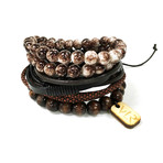 Variety Bracelet Set // Brown + White + Black