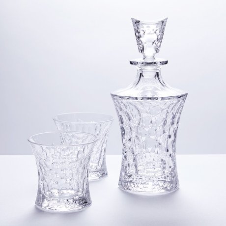 Bubbles Crystal Decanter + 6 Whiskey Glasses
