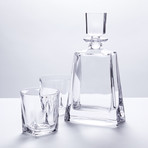 Crystal Clear Contemporary Whiskey Decanter + Glasses // Set of 7