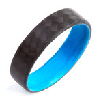 Carbon Fiber Twill Ring // Blue // 6mm (Size 7)