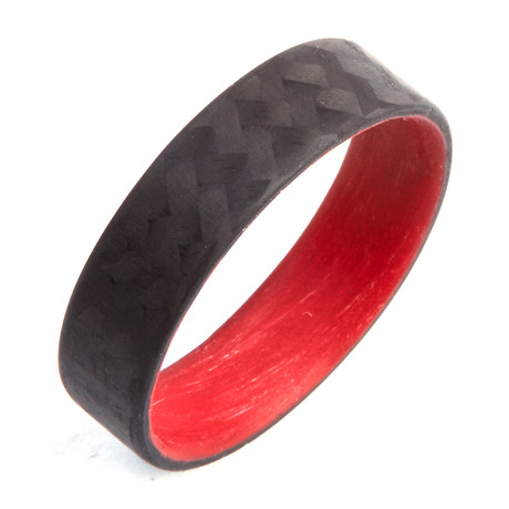 Carbon Fiber Twill Ring // Red // 8mm (Size 7)