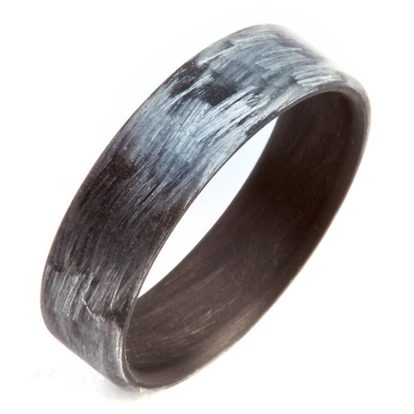 Texalium Silver Ring // Black Carbon // 6mm (Size 7)