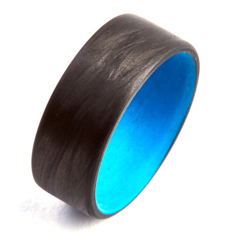 Carbon Fiber Unidirectional Ring // Blue // 8mm (Size 7)