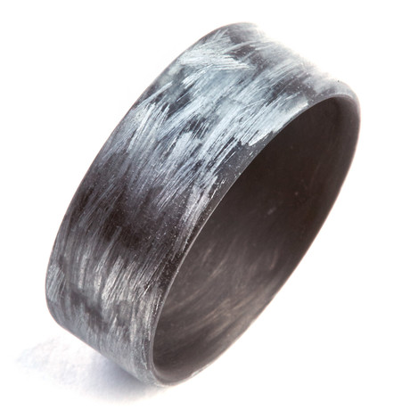 Texalium Silver Ring // Black Carbon // 8mm (Size 7)