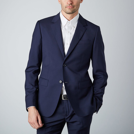Solid 2-Button Wool Suit // Navy (Euro: 46)