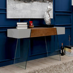 IL VETRO CABANA // Console Table (Walnut Veneer + Gray Lacquer)