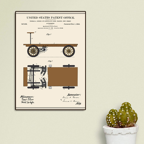 Thomas Edison Automobile Patent (16"W x 20"H x 2"D)