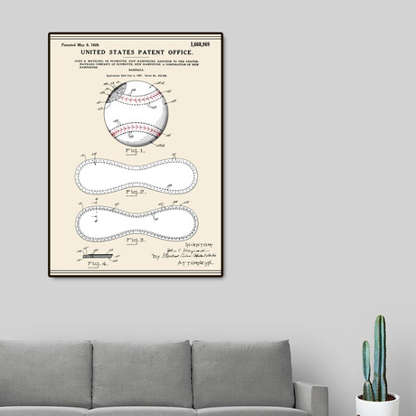 Baseball Patent (16"W x 20"H x 2"D)