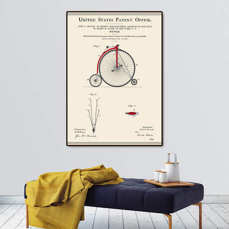 High Wheel Bicycle Patent (16"W x 20"H x 2"D)