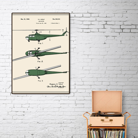 Helicopter Patent (16"W x 20"H x 2"D)