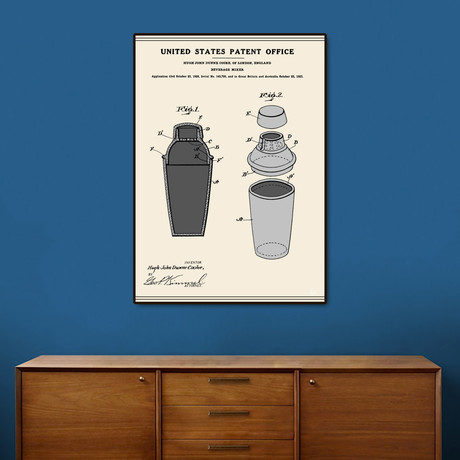 Cocktail Shaker Patent (16"W x 20"H x 2"D)