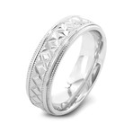 Diamond Pattern Milligrain Edge Ring (Size 9)