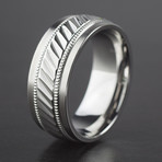 Diagionally Grooved Milgrain Ring (Size 7)