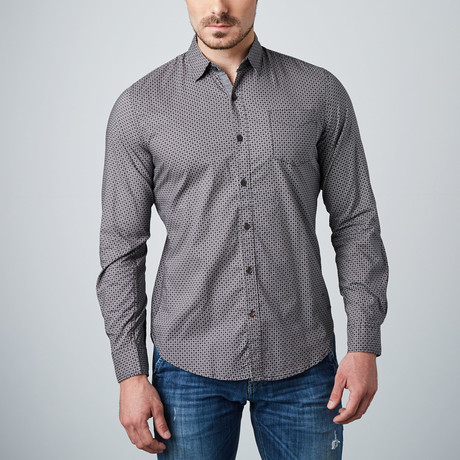 Long Sleeve Printed Shirt // Charcoal (S)