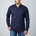 Long Sleeve Shirt Skull Print // Navy (M)