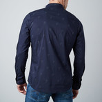 Long Sleeve Shirt Skull Print // Navy (2XL)