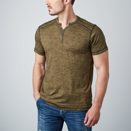 Short Sleeve Space Dye Henley // Khaki (S)