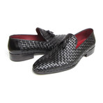 Woven Leather Tassel Loafers// Black (Euro: 44)